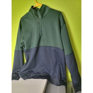 Dip Brand Athletic Pullover Activewear Performance Jacket 1/4 Zip Green Blue Lg